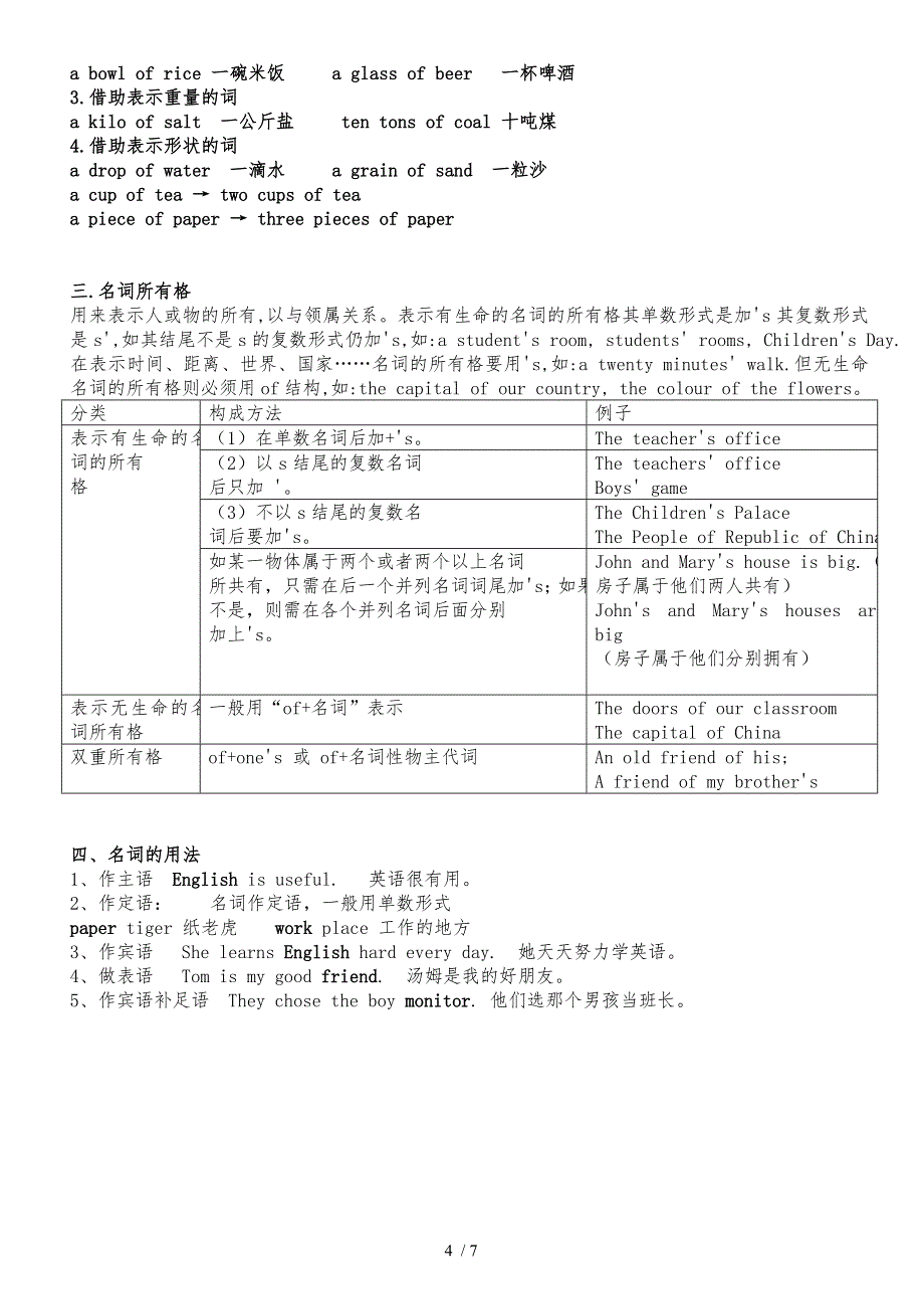 初中英语名词经典教（学）案_第4页