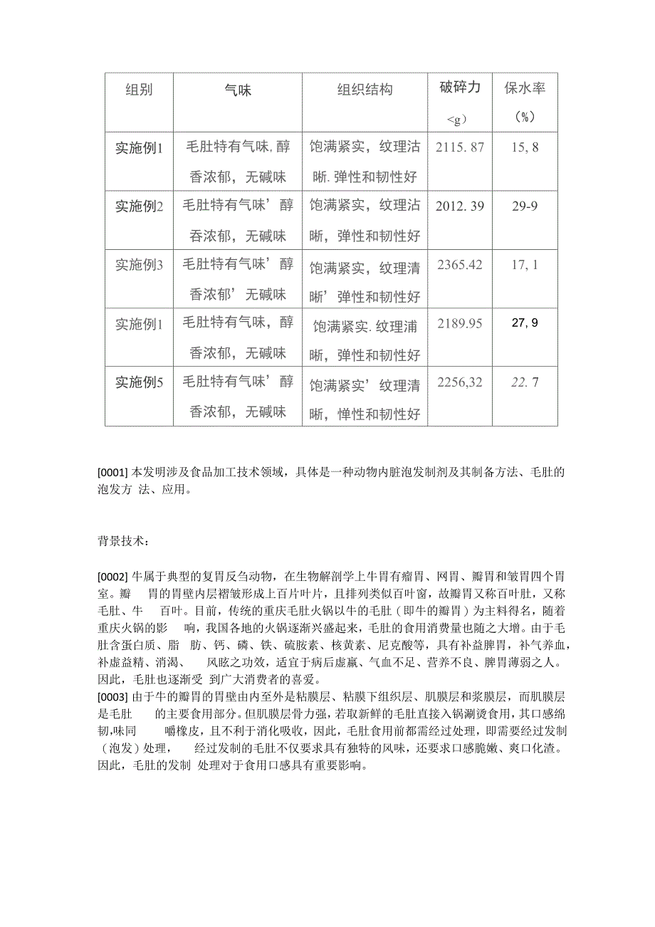 动物内脏泡发制剂及其制备方法、毛肚的泡发方法、应用与流程_第1页