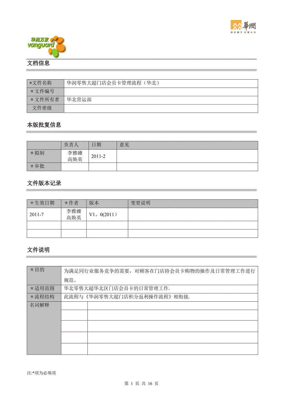 华润零售大超门店会员卡管理流程华北_第1页