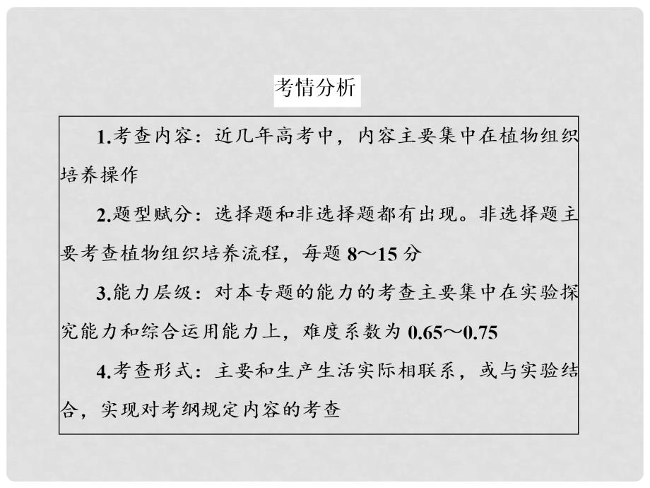 高考生物一轮总复习 专题4 植物的组织培养技术 DNA和蛋白质技术植物有效成分的提取课件 新人教版选修1_第4页