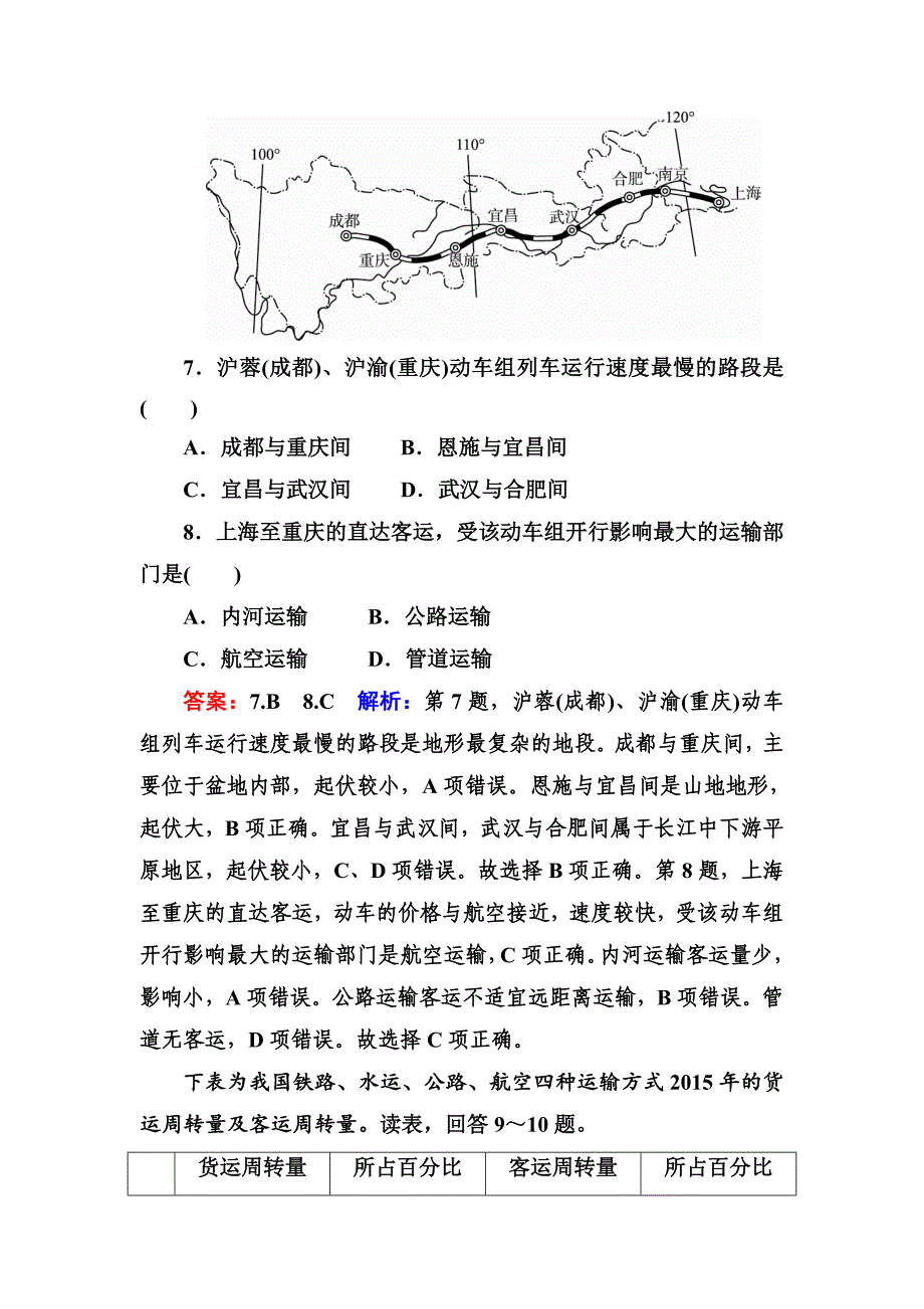 精校版高考地理课标通用大一轮复习课时作业27交通运输方式与布局 Word版含解析_第4页