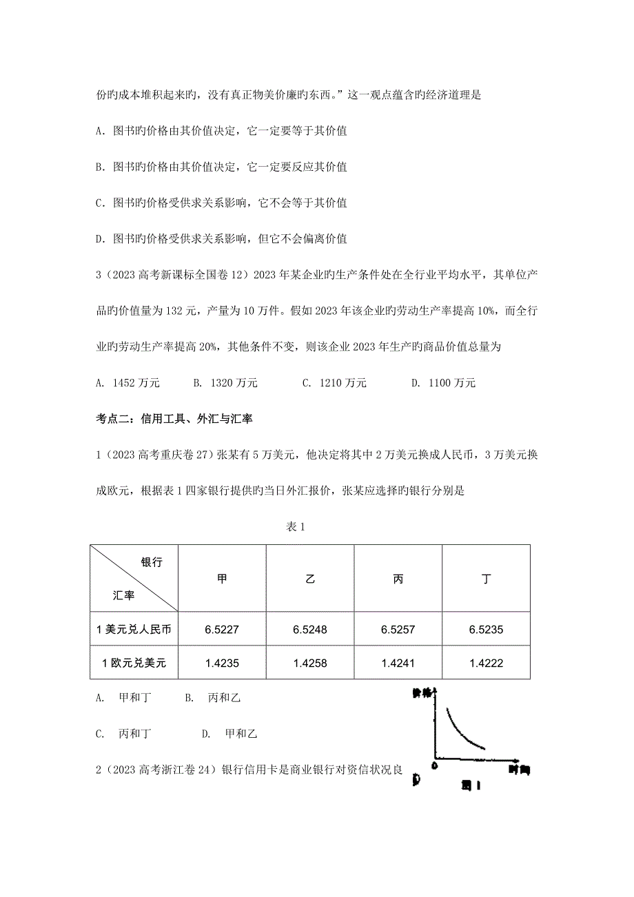 2023年高三政治复习真题模拟专题货币与消费价格与供求.doc_第3页