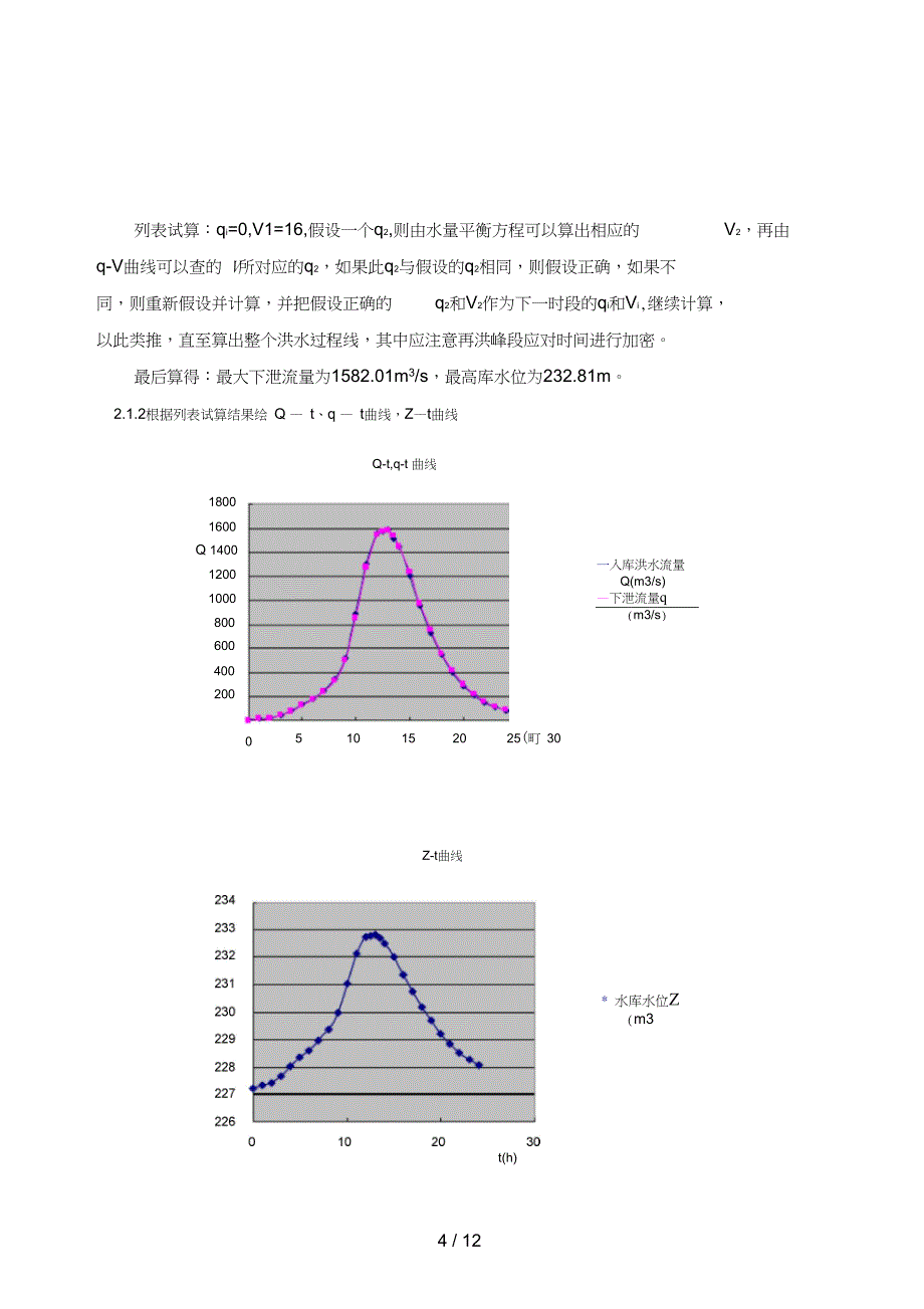 洪水调节课程设计设计说明书_第4页