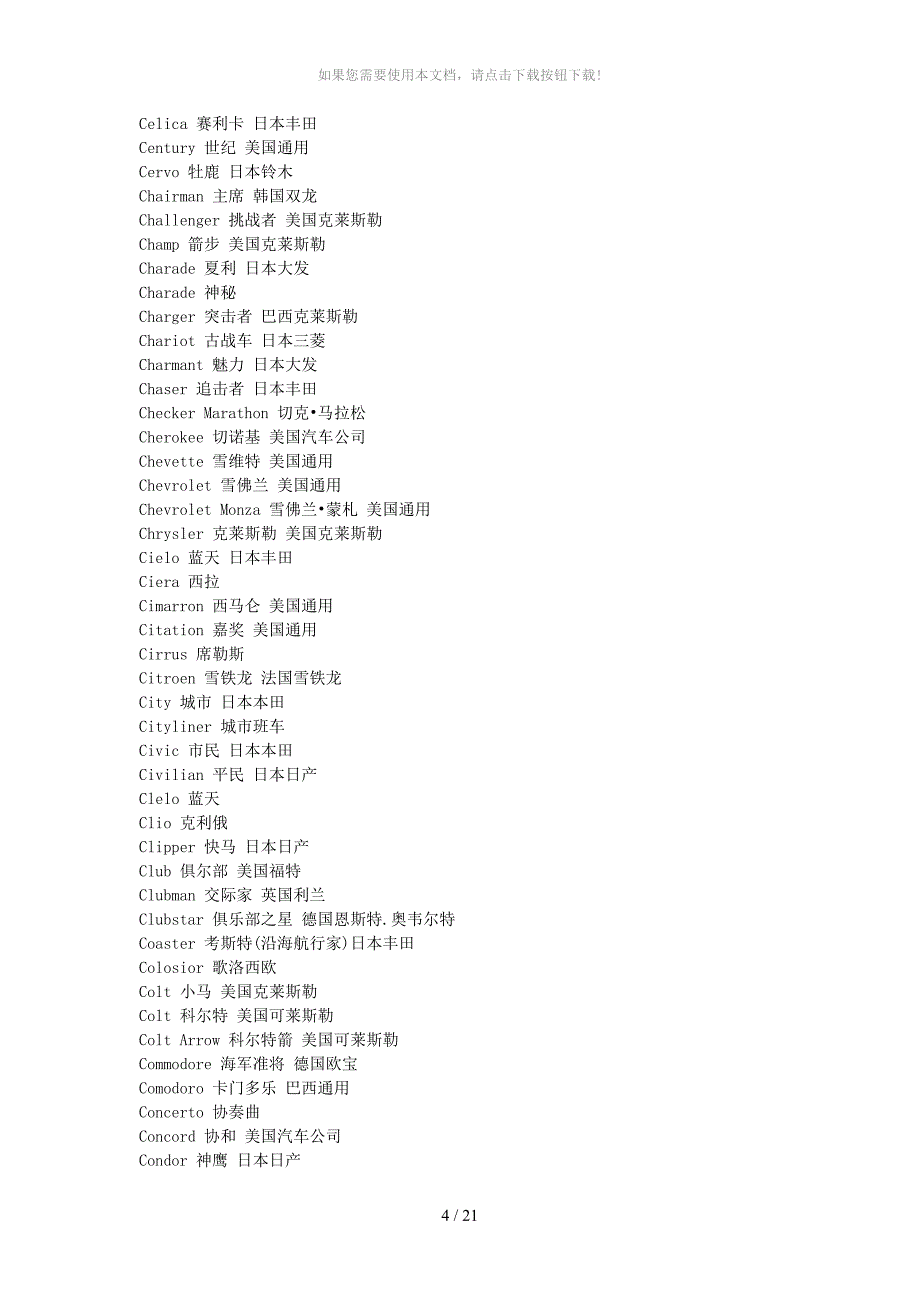 最全世界各国汽车品牌英文名称列表_第4页