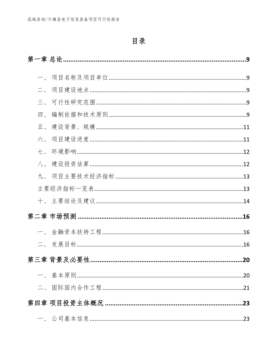 天镇县电子信息装备项目可行性报告参考范文_第2页