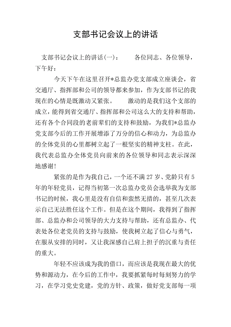 支部书记会议上的讲话.doc_第1页