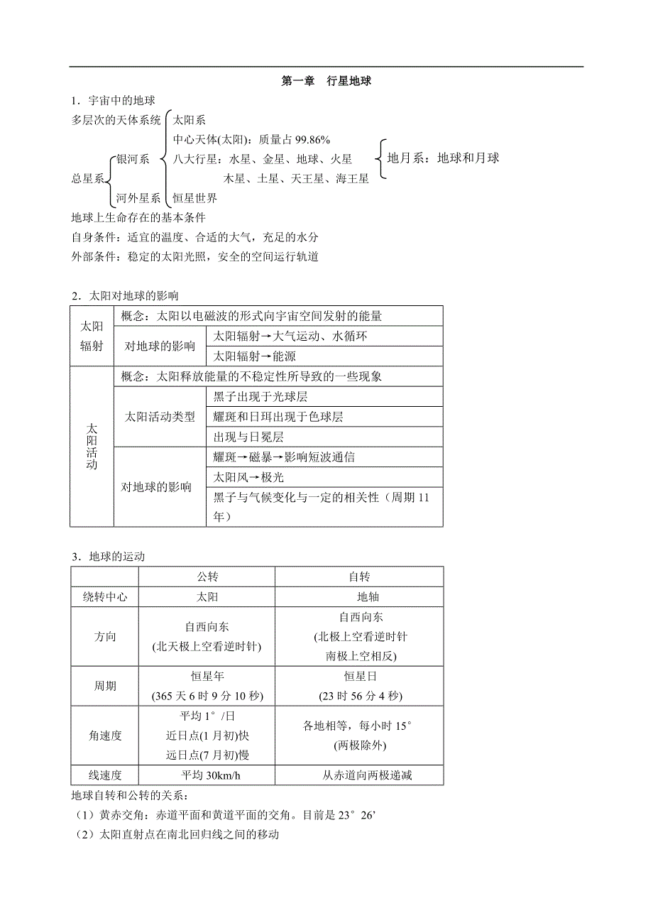 地理必修一复习资料_第1页