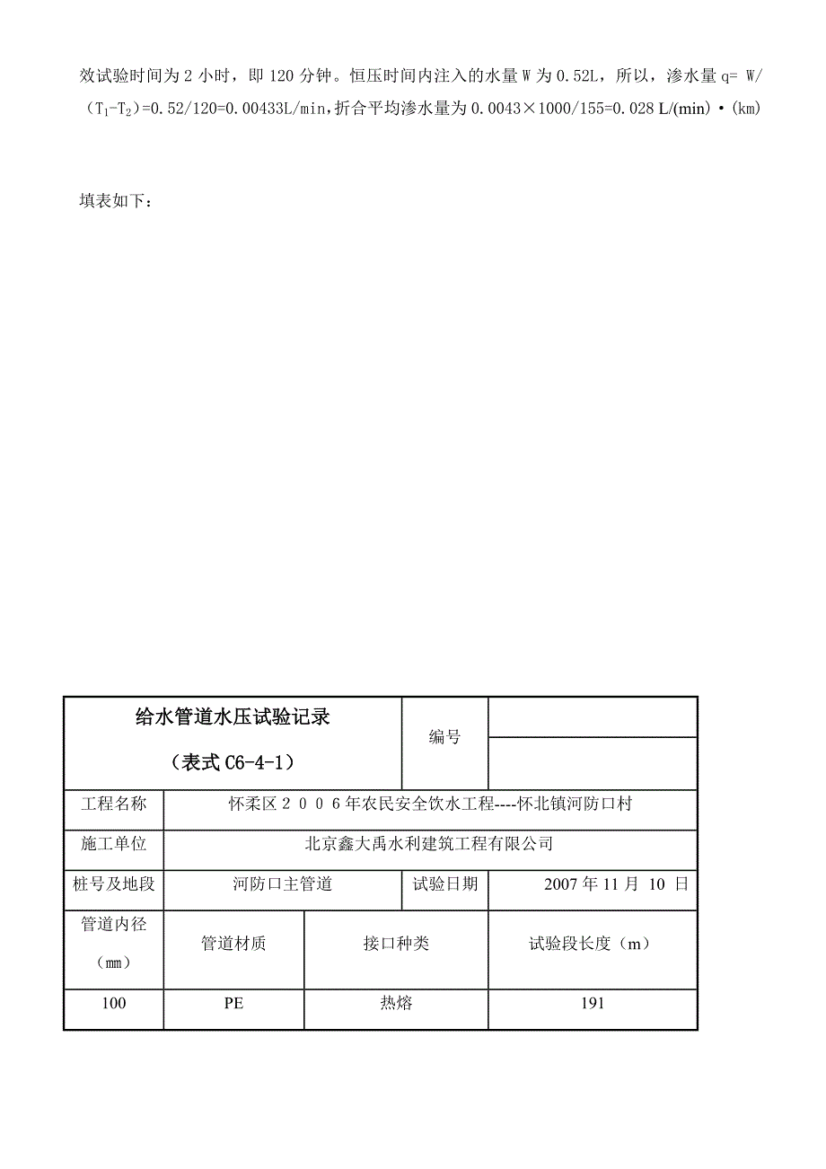 供水管道水压试验记录表_第3页