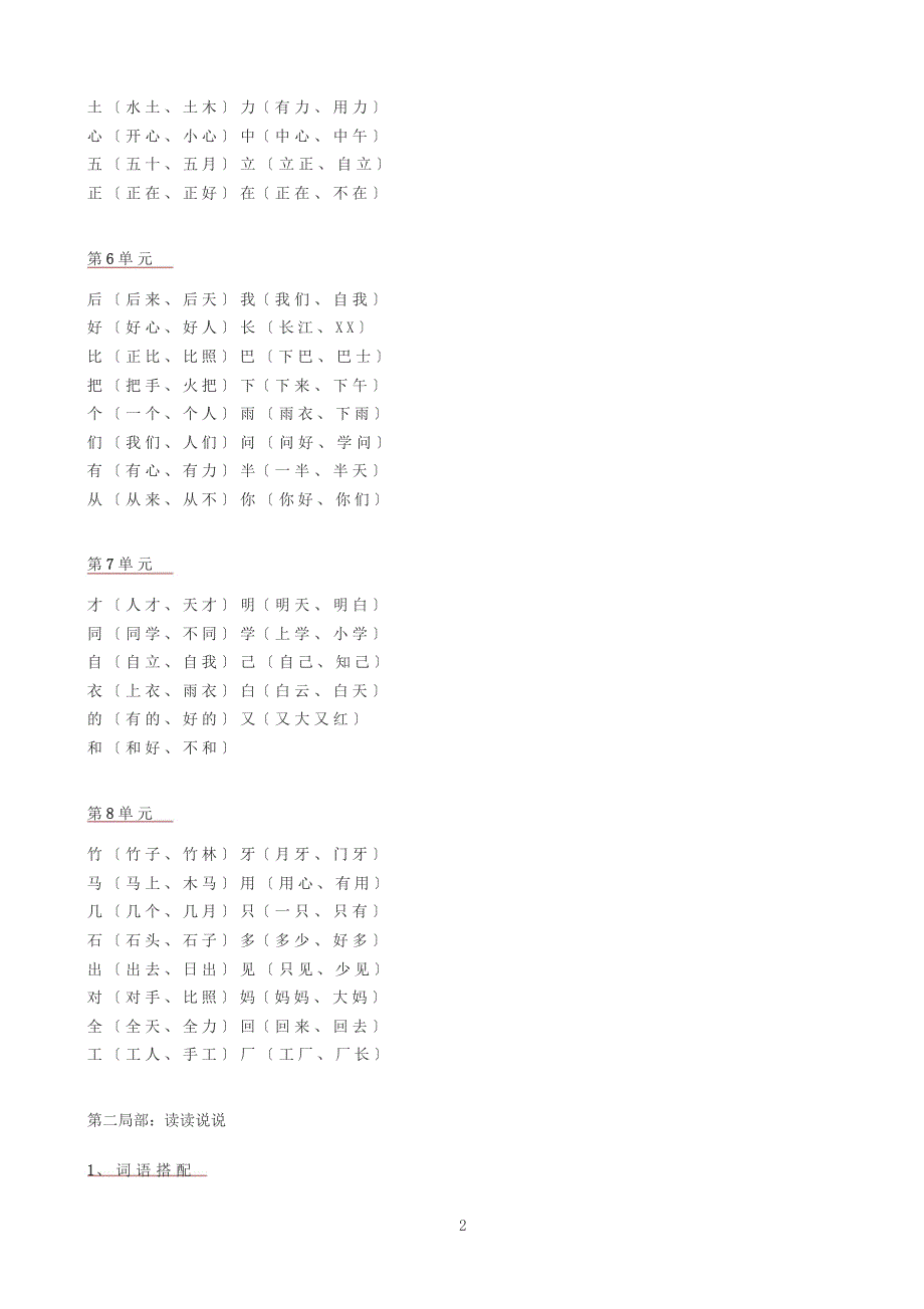 小学一年级语文上册全部知识点汇总部编版_第2页