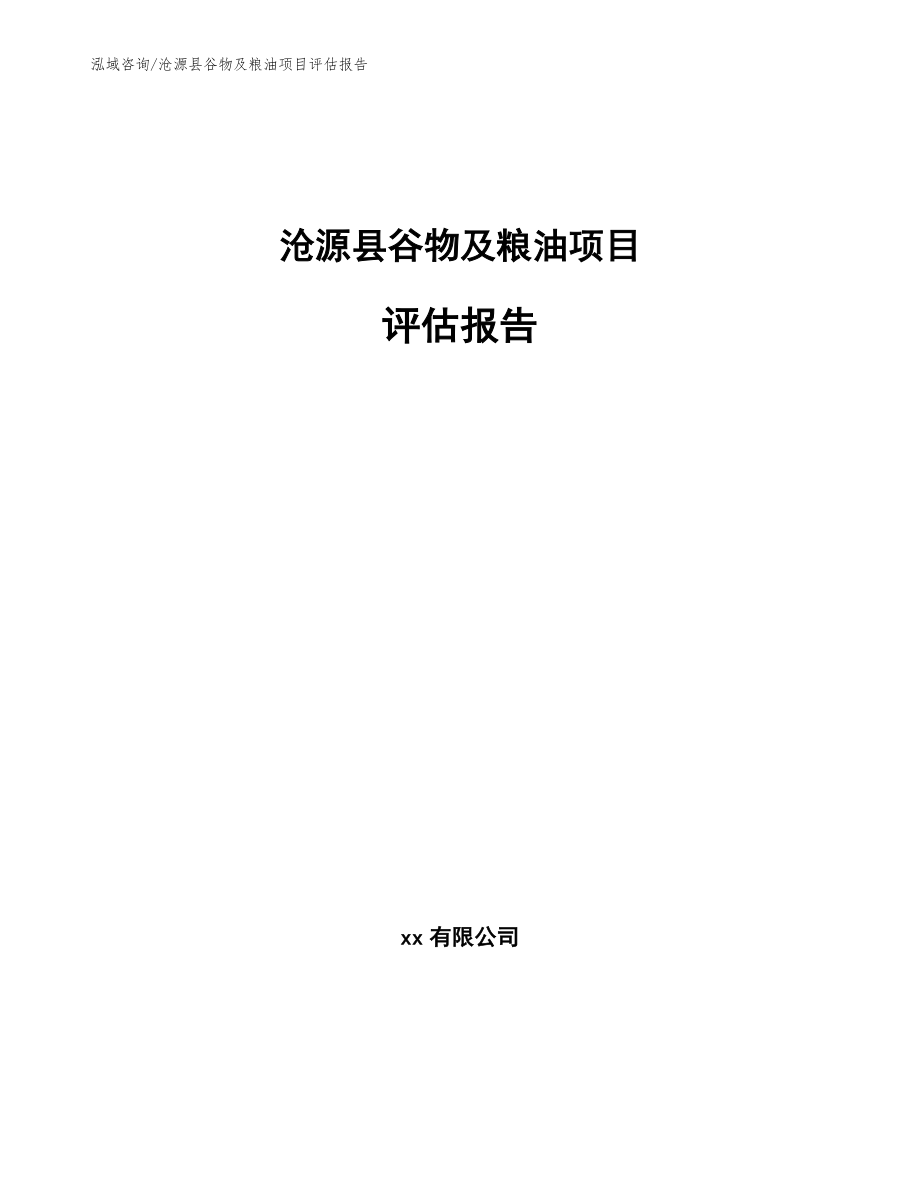 沧源县谷物及粮油项目评估报告（模板）_第1页