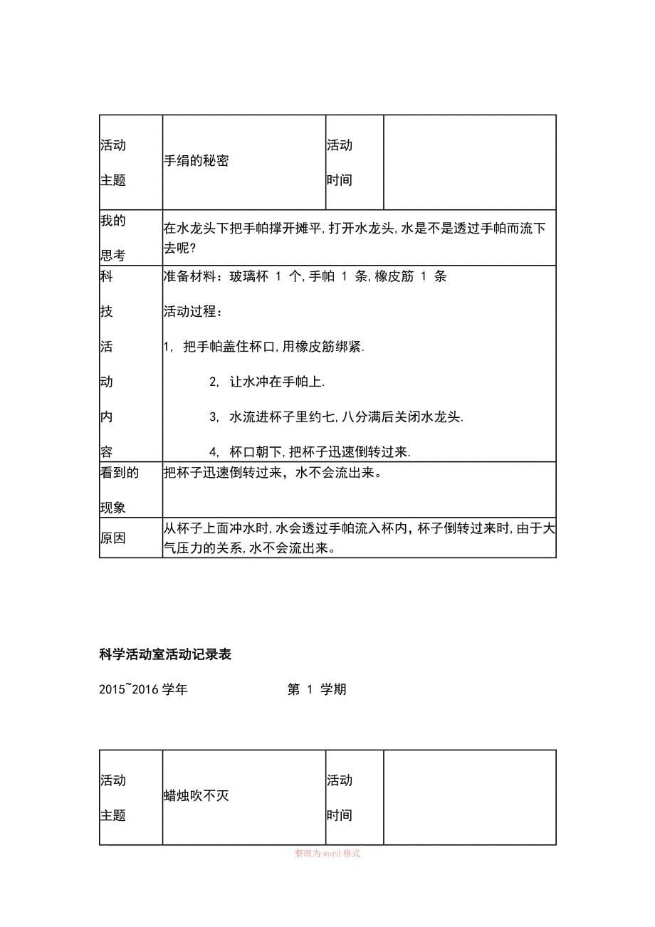 科学活动室活动记录表_第5页