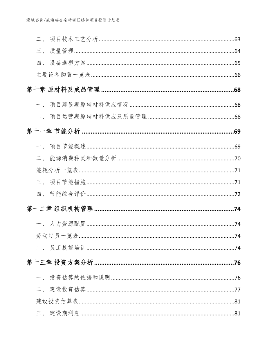 威海铝合金精密压铸件项目投资计划书_模板参考_第4页