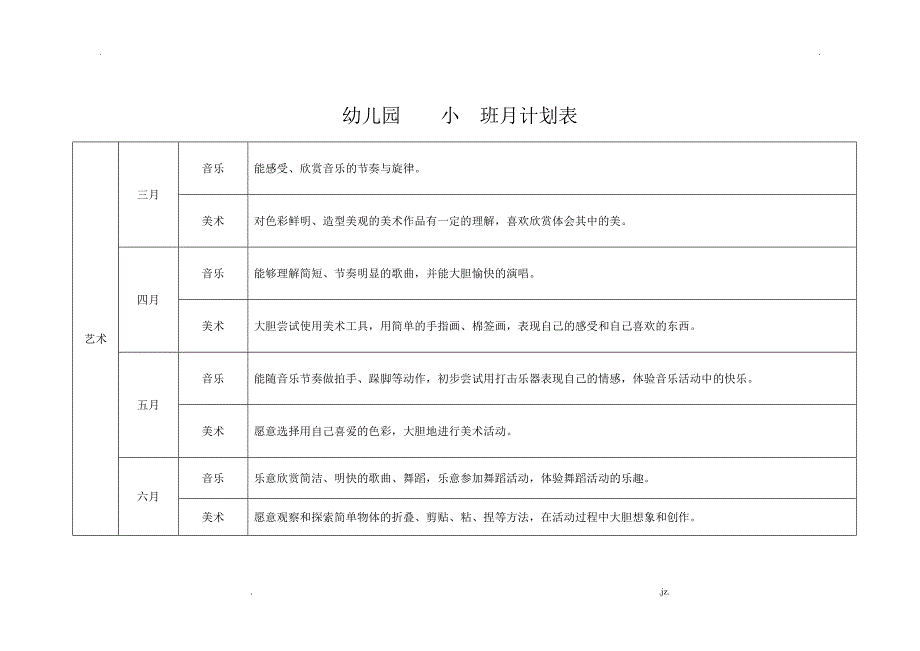 幼儿园小班月计划表_第5页