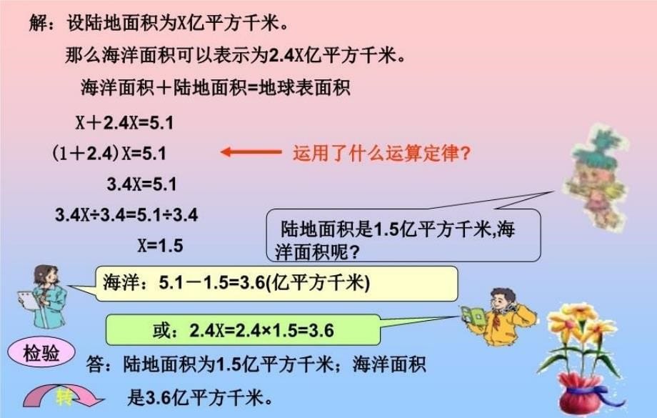 精品人教版小学五年级数学上册第四单元稍复杂的方程例可编辑_第5页