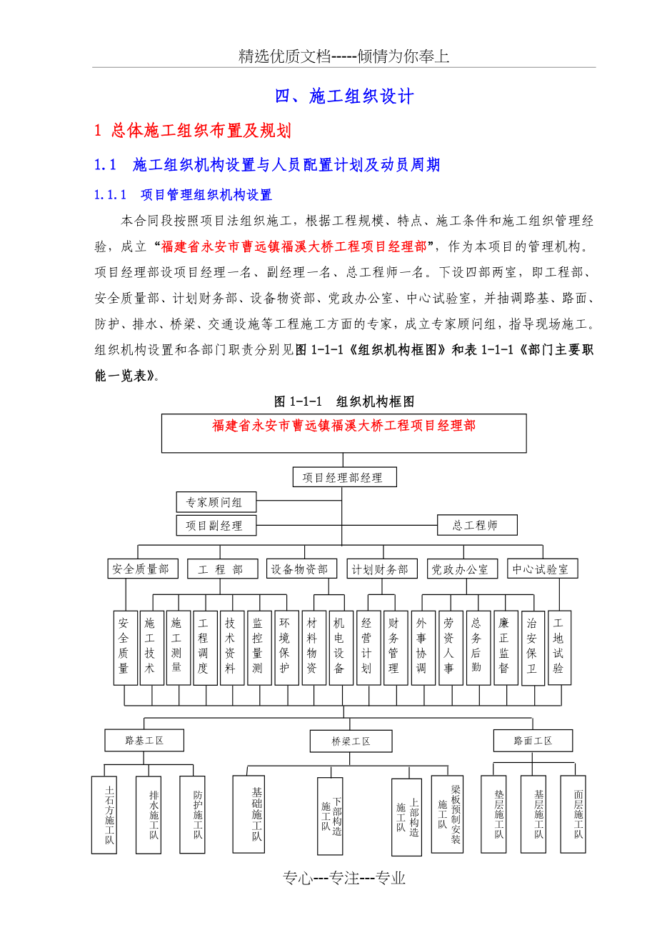 表1(福溪大桥)：施工组织设计文字说明_第1页