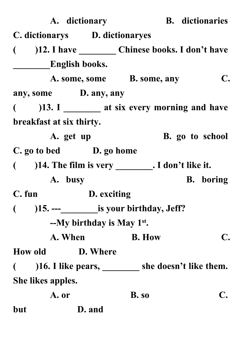 最新冀教七年级英语上学业水平质量抽测试题_第4页