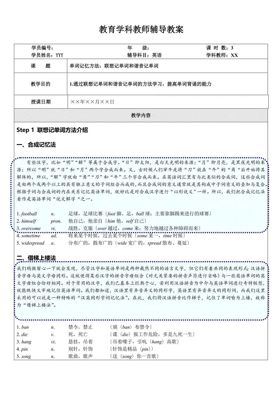 初三英语(联想记单词谐音法)_第1页