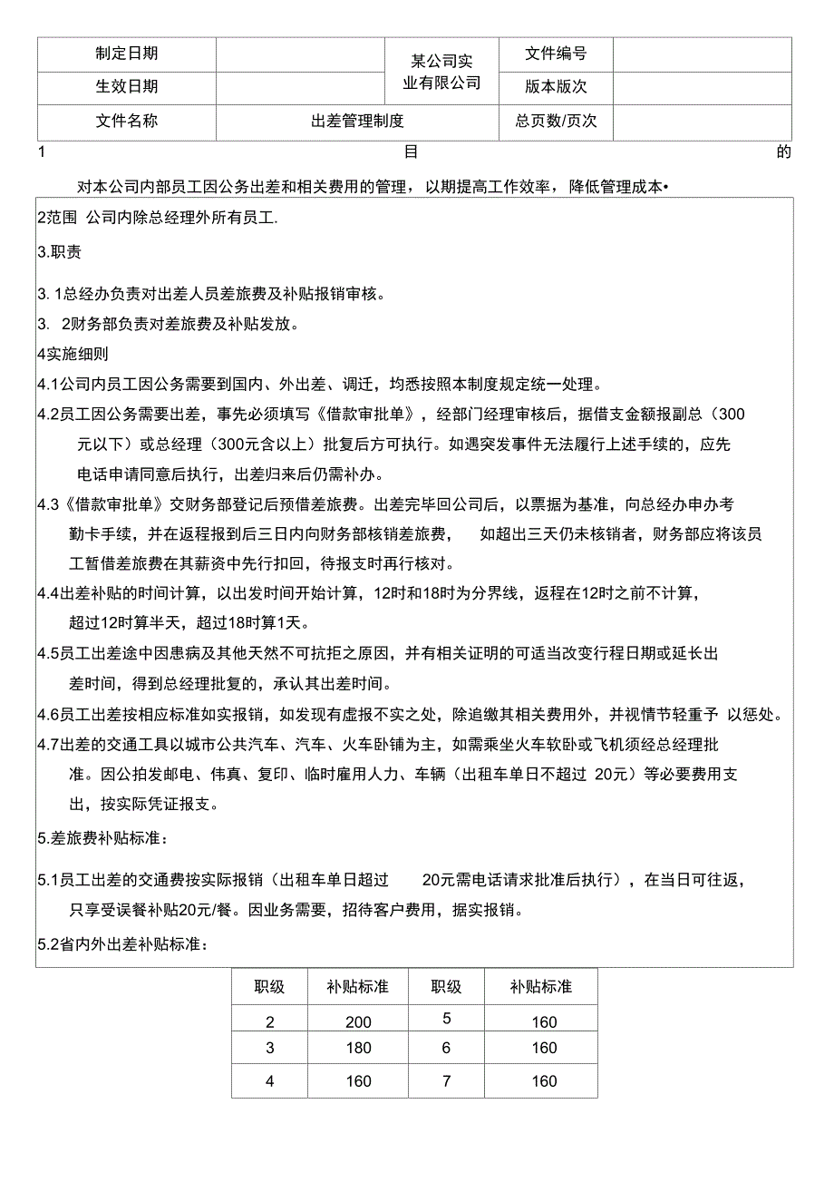 公司员工出差管理制度_第1页