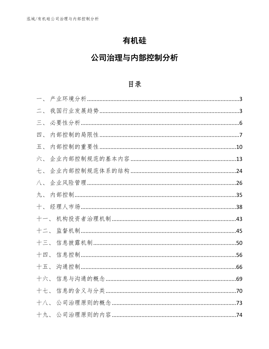 有机硅公司治理与内部控制分析（参考）_第1页