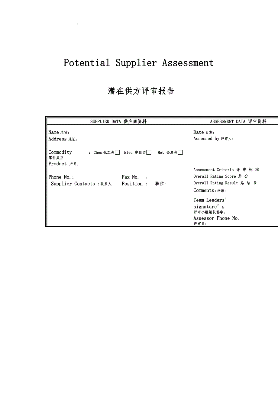 潜在供方评审报告探讨_第1页