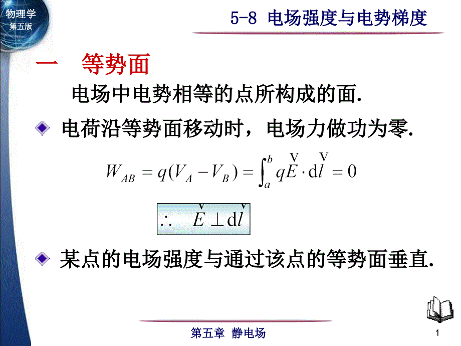 电磁学：5-8 电场强度与电势梯度_第1页