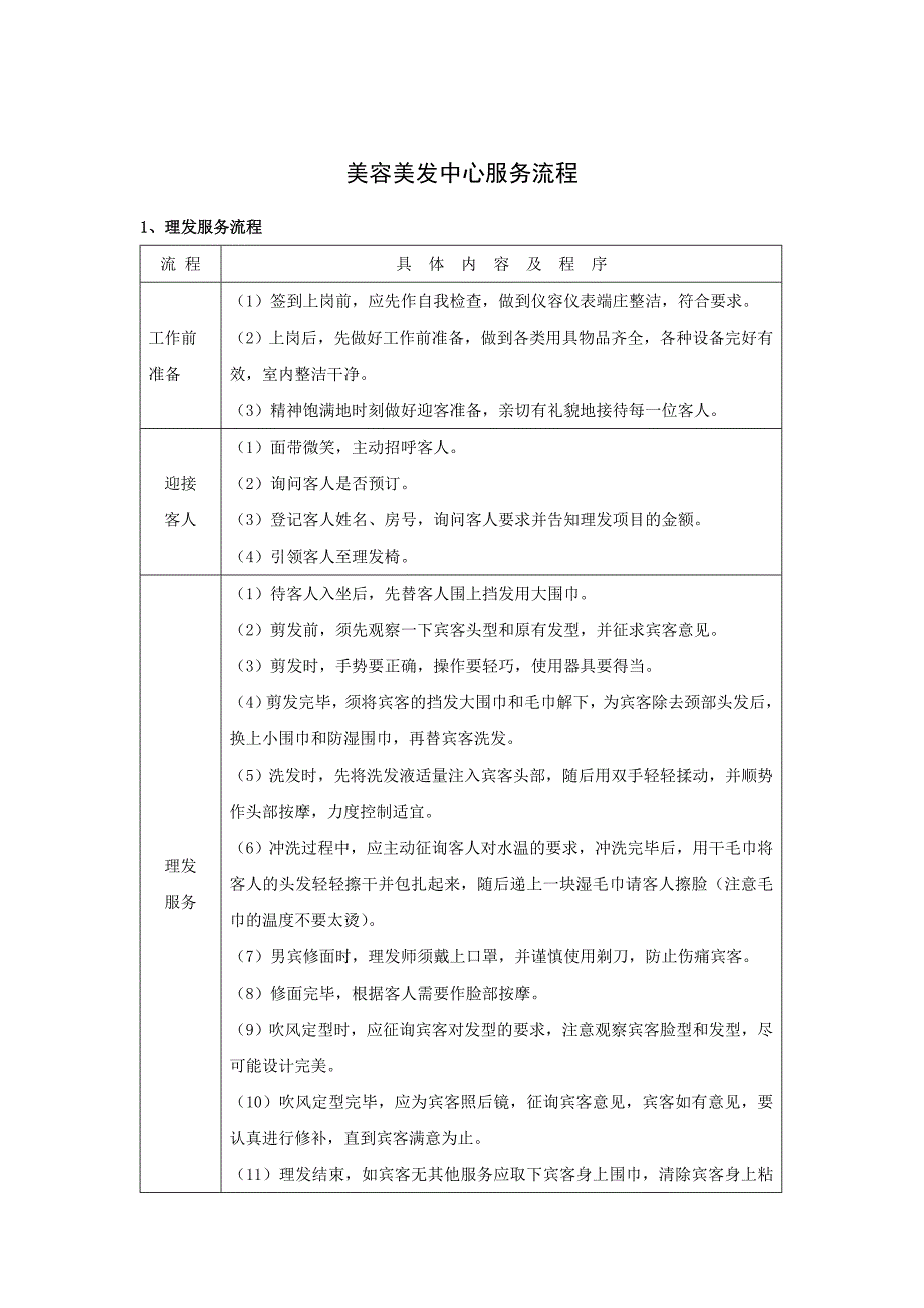 美容美发中心服务流程_第1页