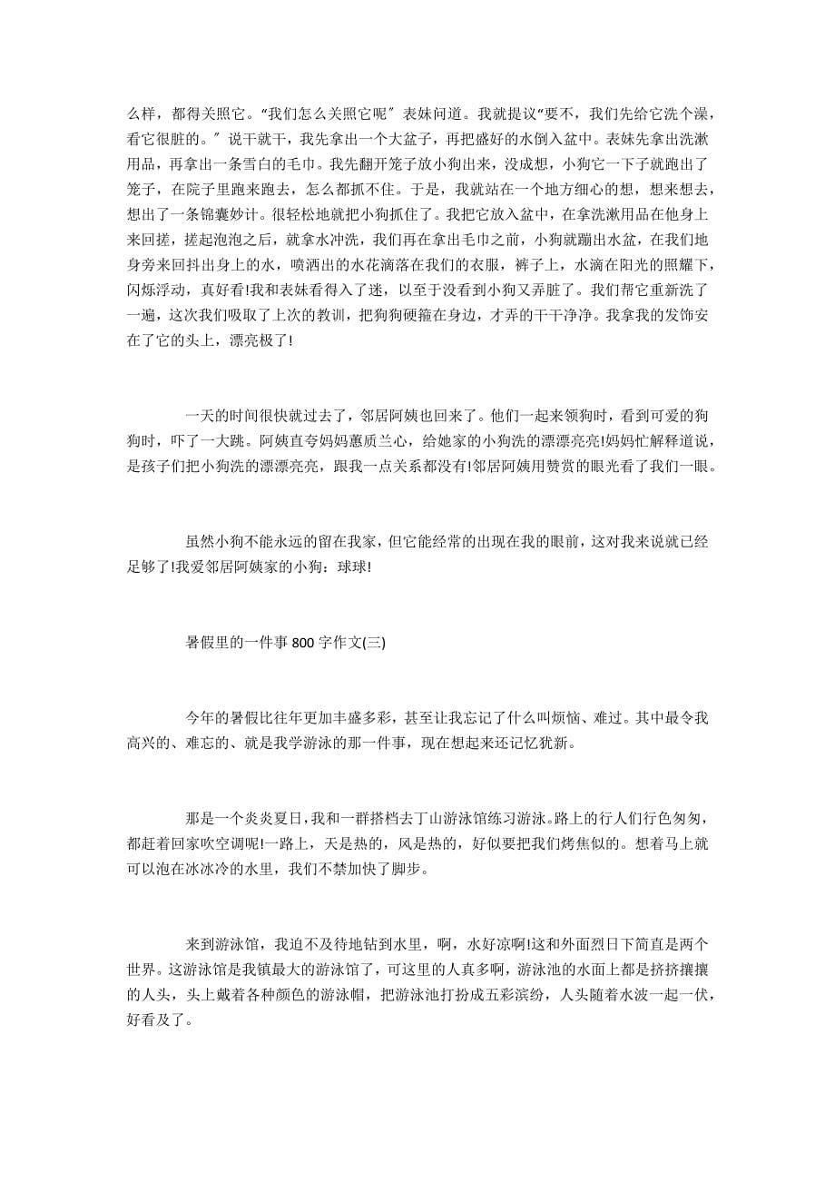 2022暑假里的一件事的600字800字作文优秀6篇 暑假里的一件事作文初中_第5页