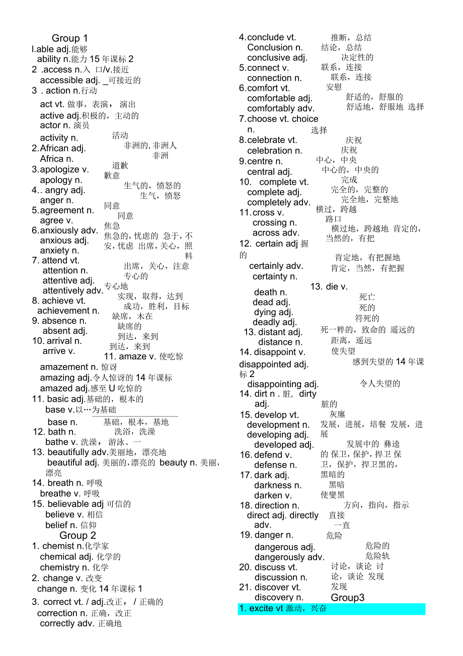 高考常考词性转换_第1页