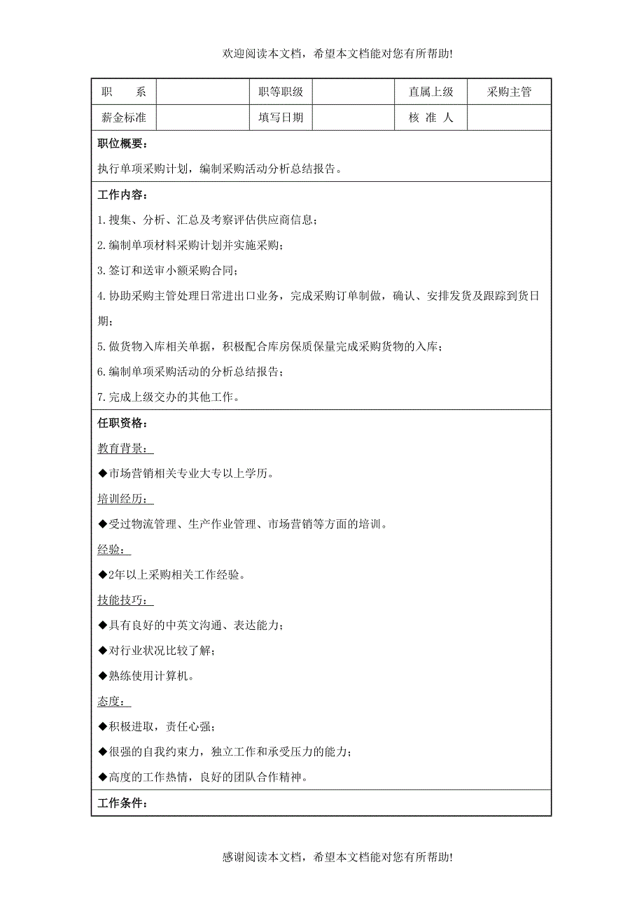 采购部职责岗位说明书_第4页