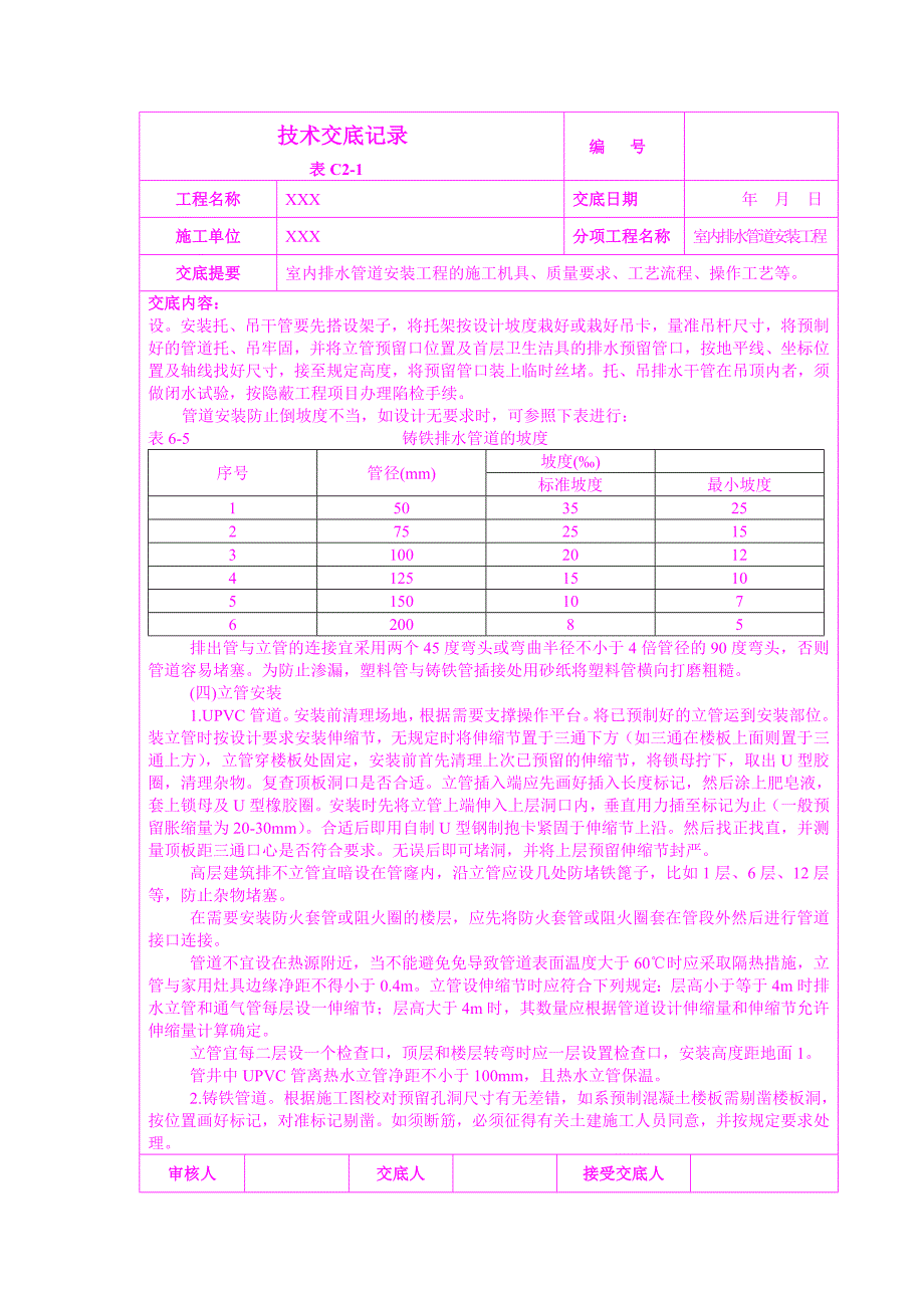 室内排水管道安装工程技术交底_第4页