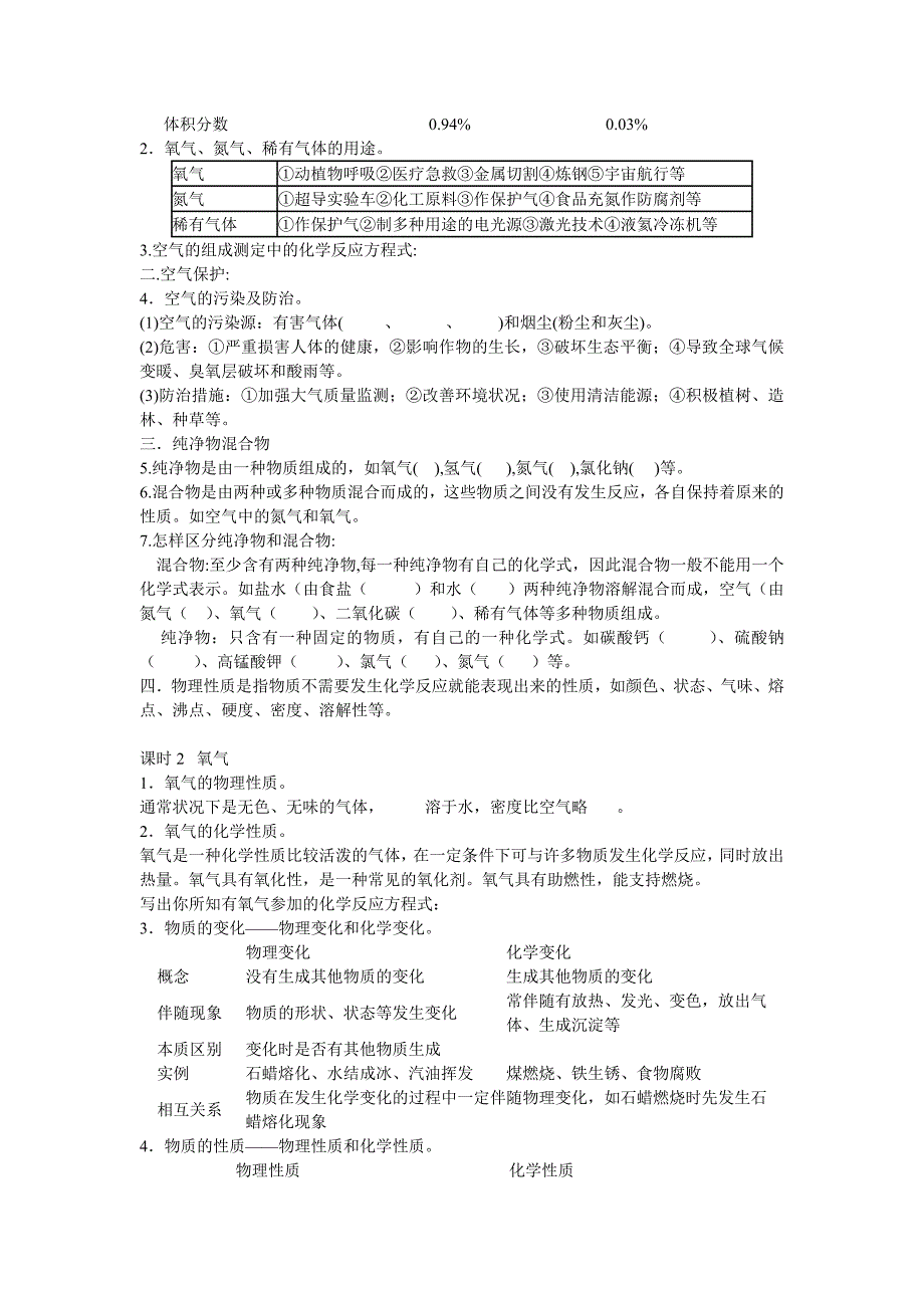 九年级化学上期复习教案人教版_第3页