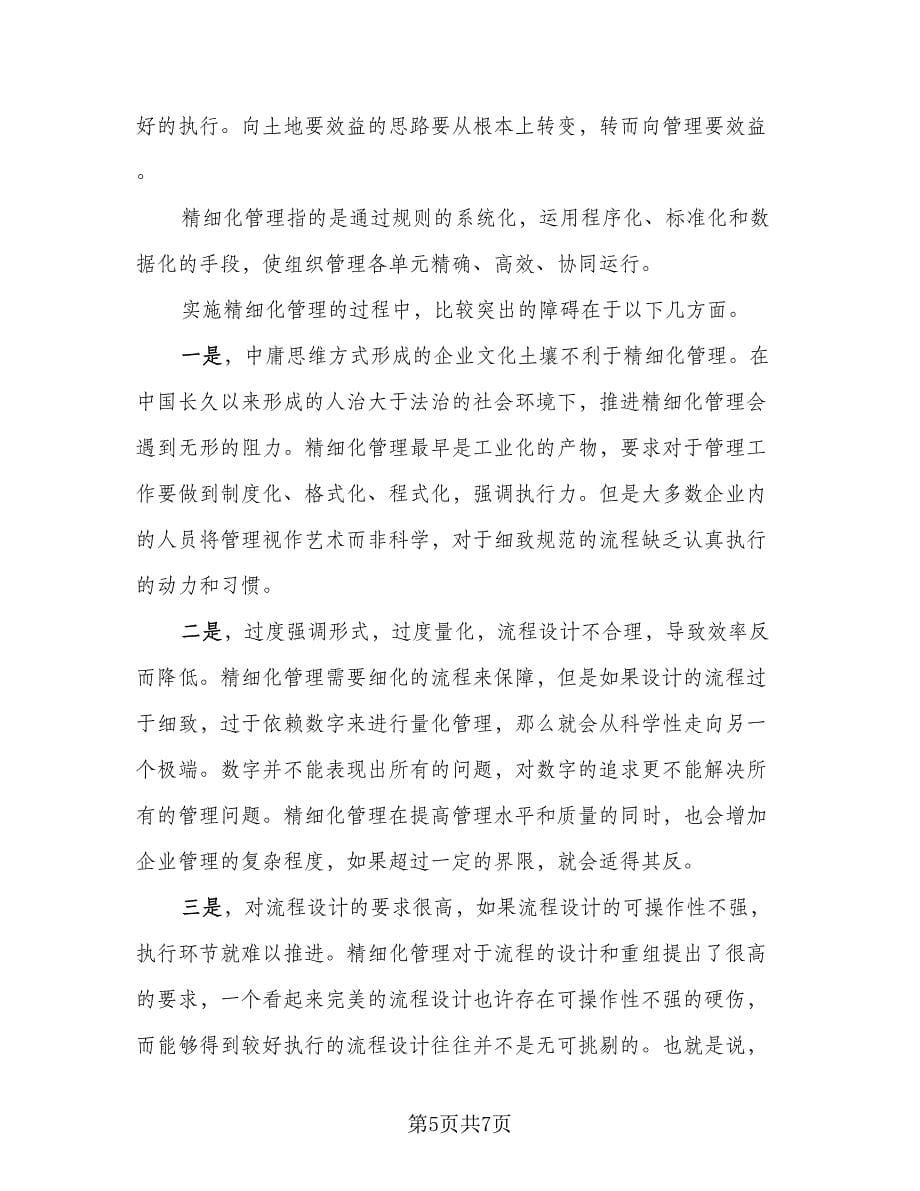 精细化管理工作总结格式范文（3篇）.doc_第5页