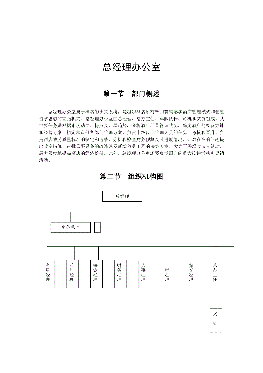 酒店部门岗位职责(组织结构图)_第1页