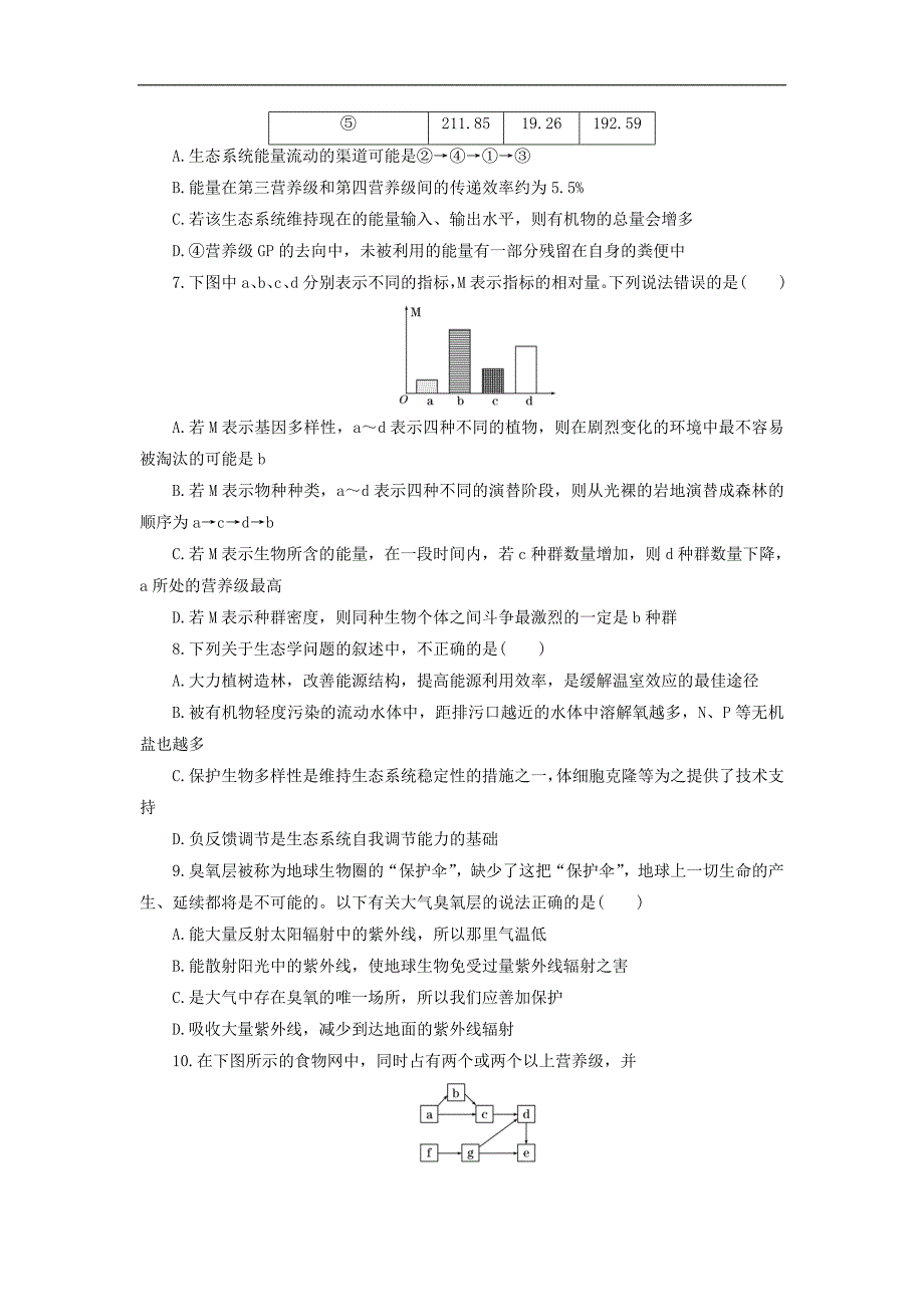 高中生物章末达标验收五生态系统人类与环境含解析浙科版必修3_第3页