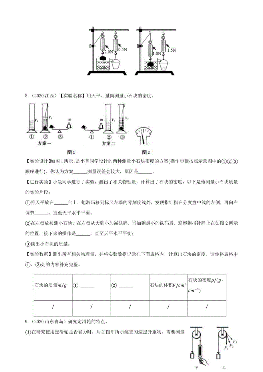 中考物理真题汇编专项《力学实验》带答案解析_第4页