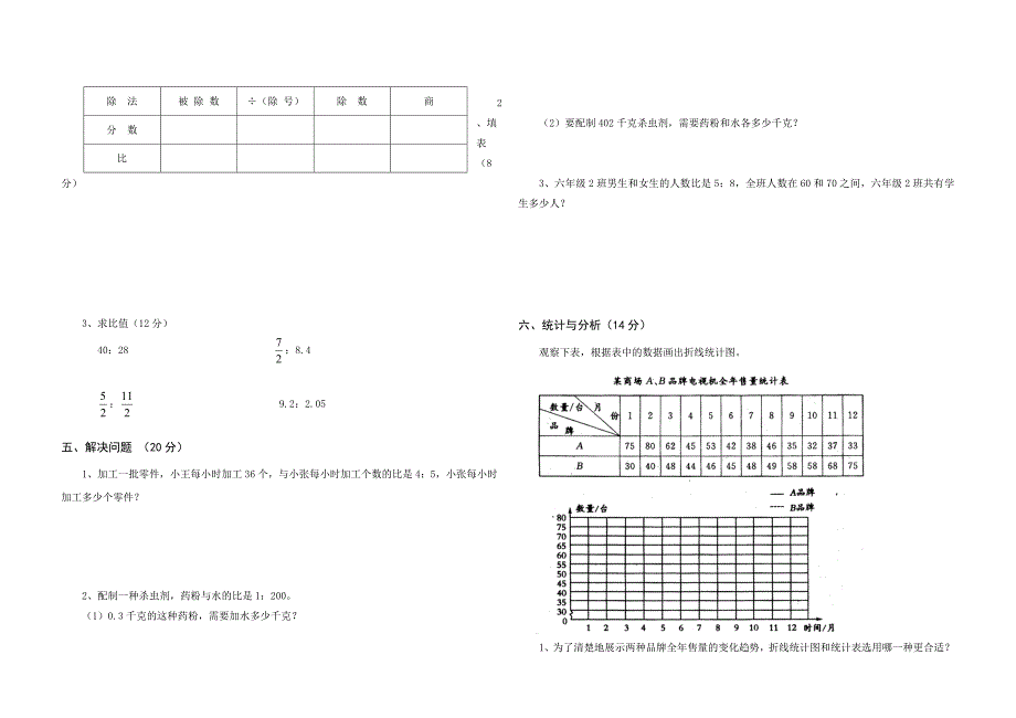 新版小学数学北师大版六年级上册第三次月考试卷_第2页