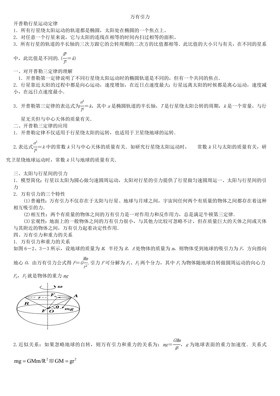 万有引力知识点汇总_第1页