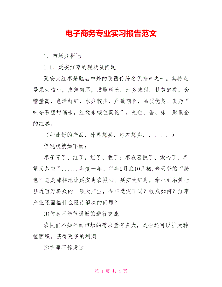 电子商务专业实习报告范文_第1页