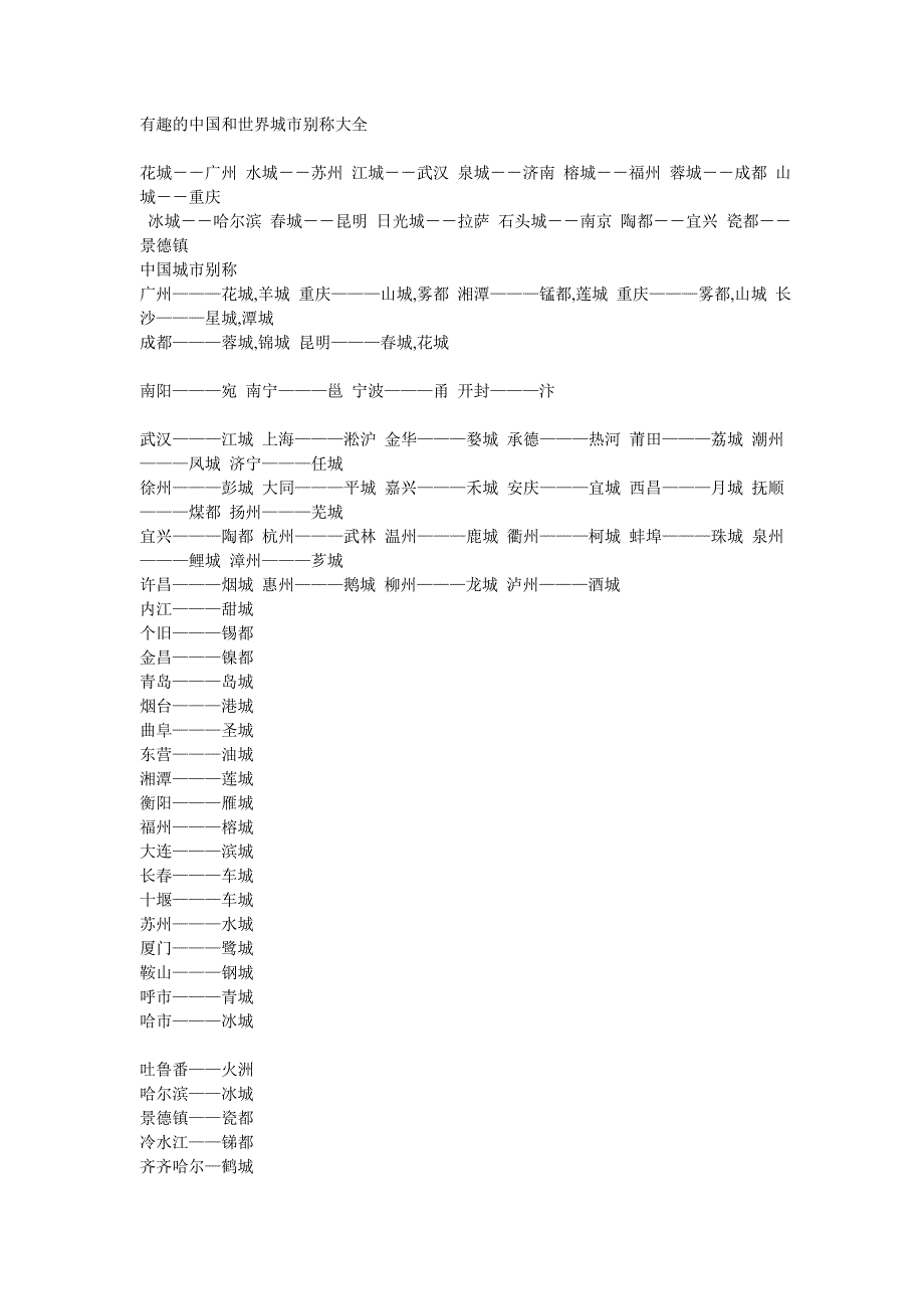 中国城市别称_第1页