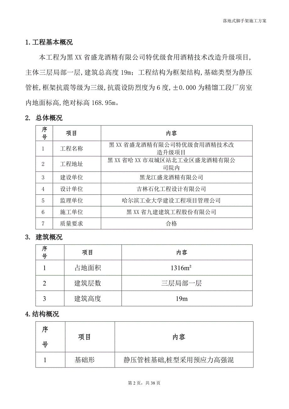 酒精厂项目落地式脚手架施工方案范本_第2页