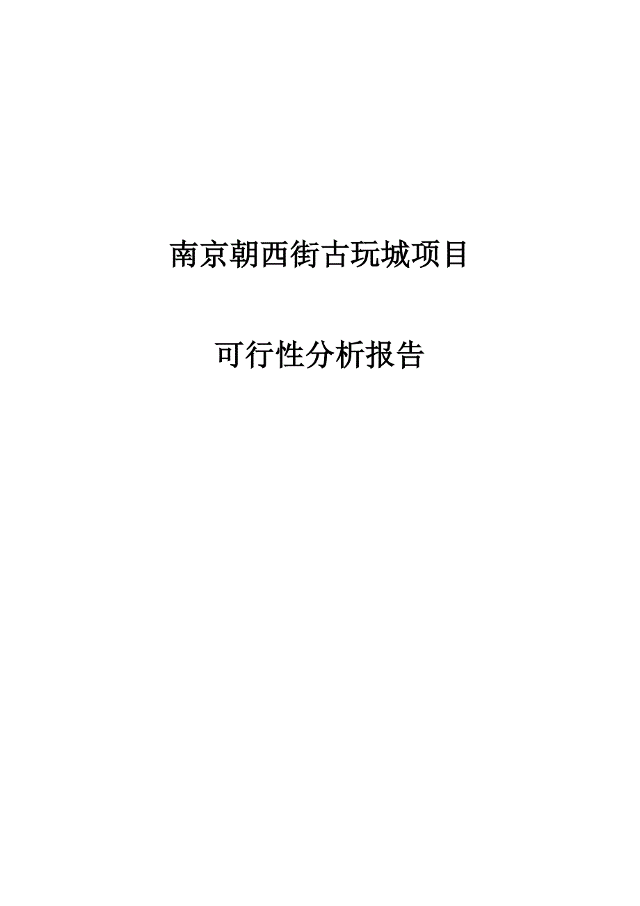 南京朝西街古玩城建设项目可行性分析报告_第1页