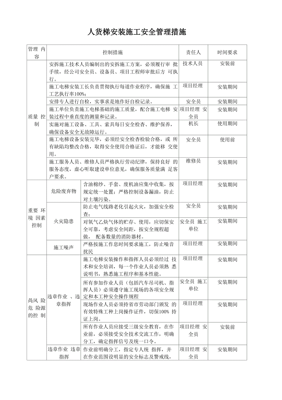 人货梯安装施工安全管理措施_第1页