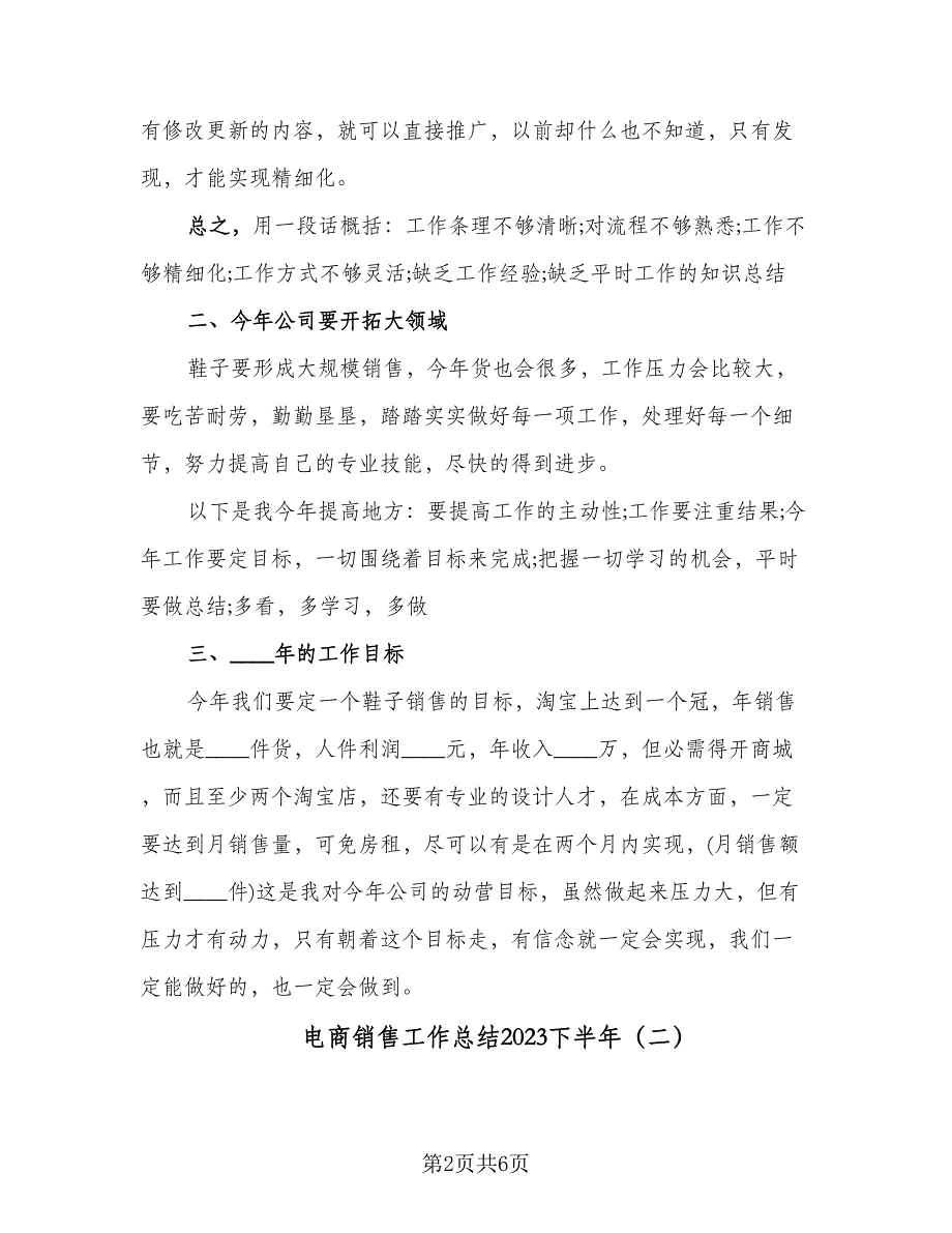 电商销售工作总结2023下半年（3篇）.doc_第2页