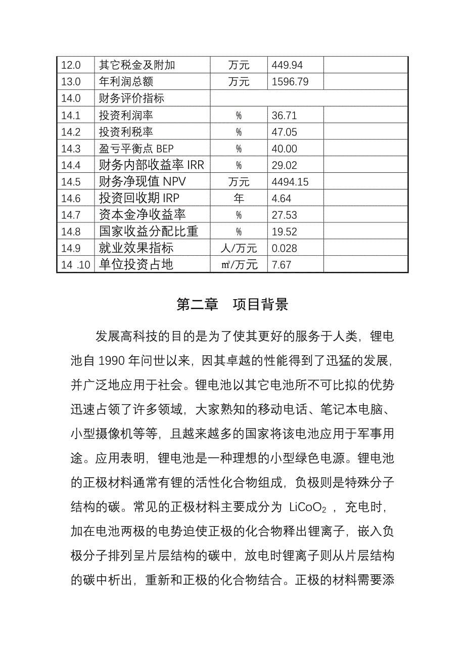 年产1100吨锂电池负极材料生产线项目可研报告_第5页