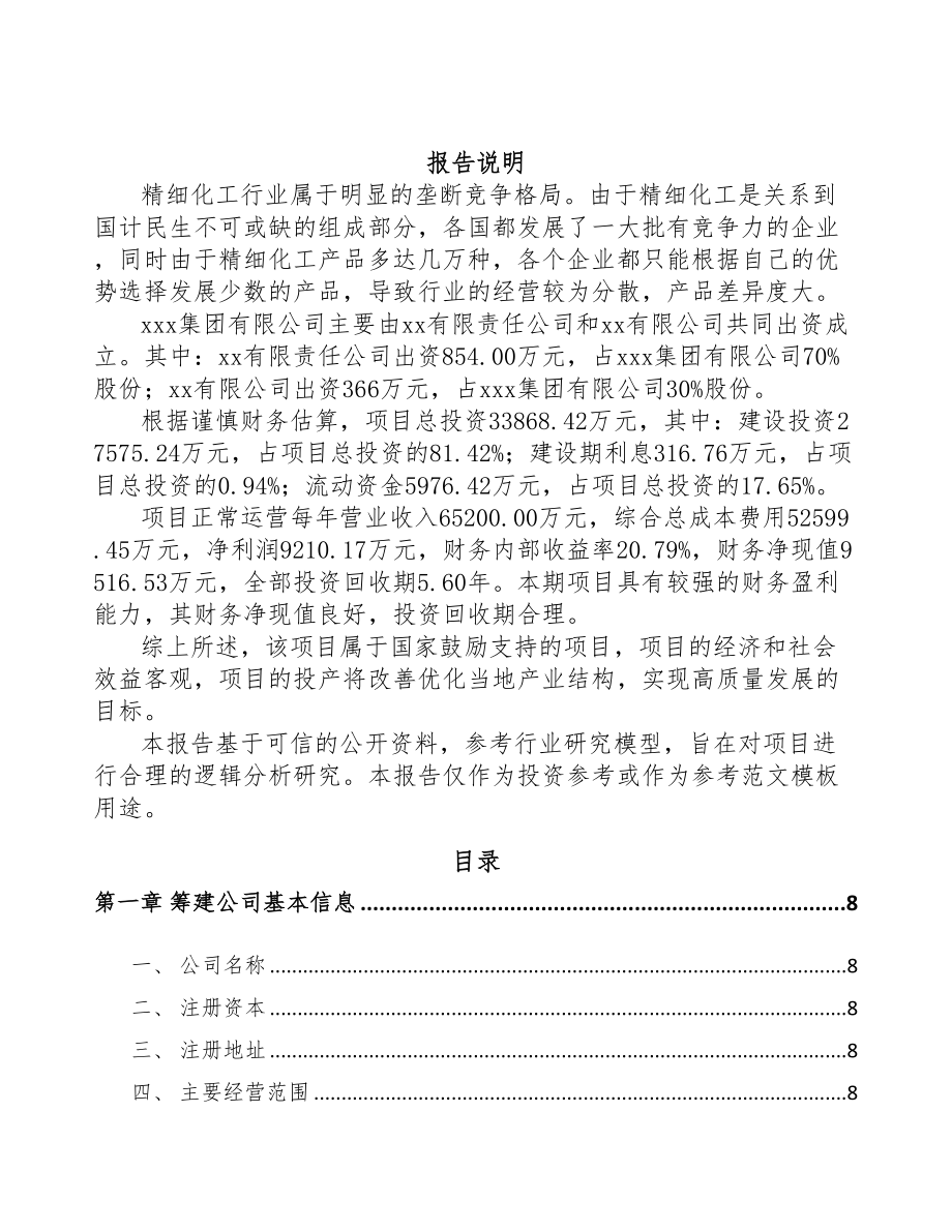 吕梁关于成立精细化工中间体公司可行性报告(DOC 80页)_第2页