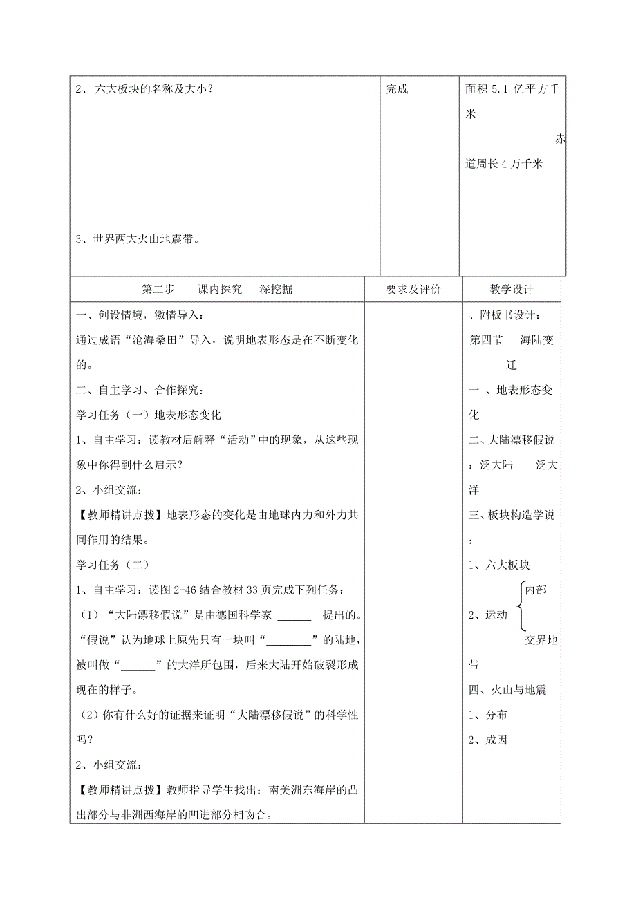 七年级地理上册 2.4 海陆变迁教学案（新版）湘教版_第2页