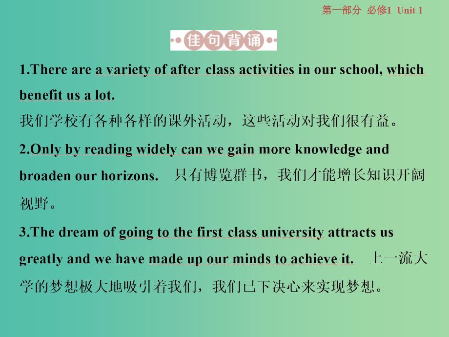 （江苏版）2019届高考英语一轮复习 第一部分 基础考点聚焦 Unit 1 School life课件 牛津译林版必修1.ppt_第4页