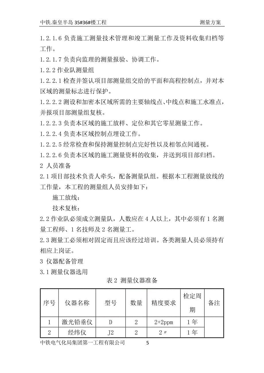 秦皇半岛楼工程测量施工方案_第5页