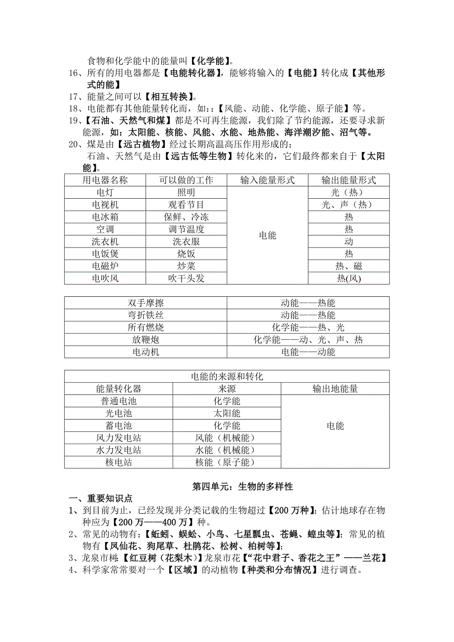 小学六年级科学知识点总汇资料六年级科学知识_第4页