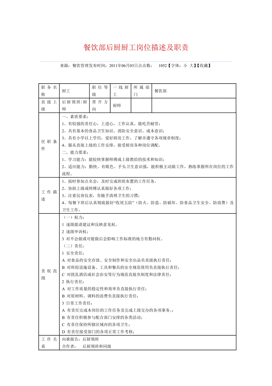 西餐厨师长岗位职责与工作内容_第2页